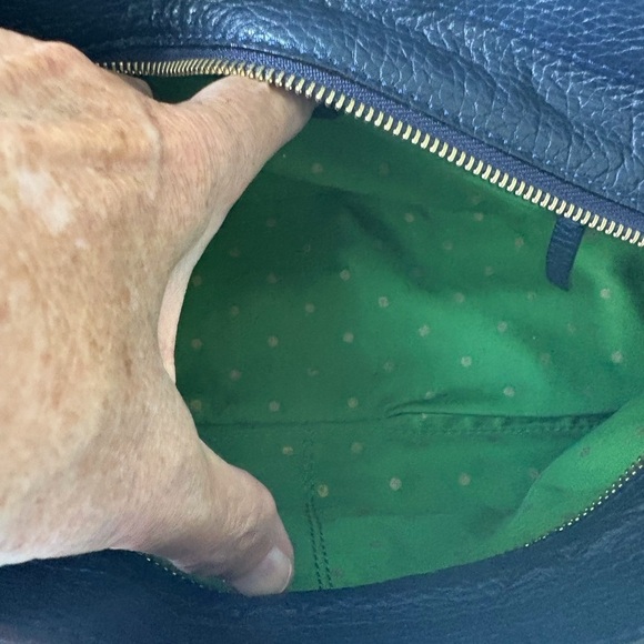 Kate Spade Perforated Navy Blue Leather Rectangle Green Lining Teacher Office - Picture 7 of 15